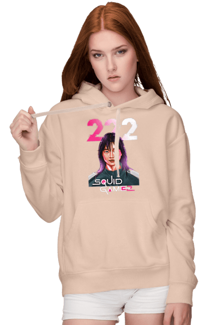 Women`s hoodie with prints Squid Game Kim Jun hee. 222, kim chun hee, kim jun hee, kim jun-hee, netflix, player 222, squid game, tv series. 2070702
