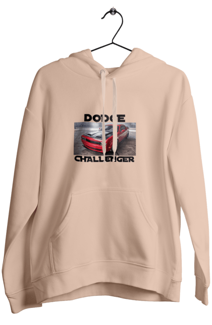Women`s hoodie with prints Dodge challenger. An american legend, auto, car, classic car, cult car, dodge challenger, oil car, powerful car. 2070702