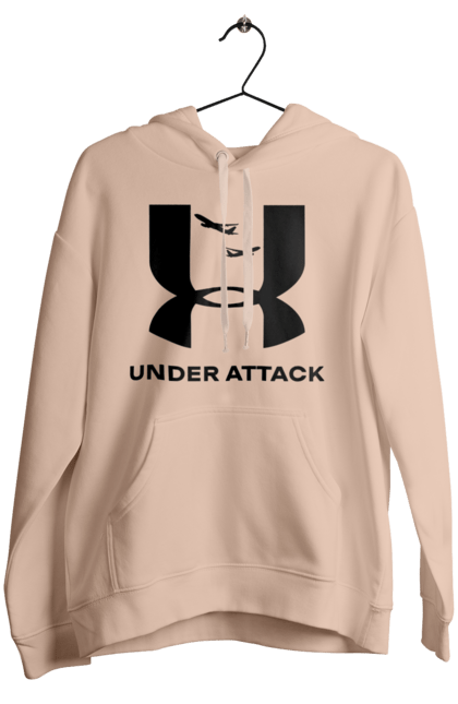 Жіноче худі з принтом "Under Attack black". Андер армор, бренди, гумор, приколи, прикольні, ундер армор. 2070702