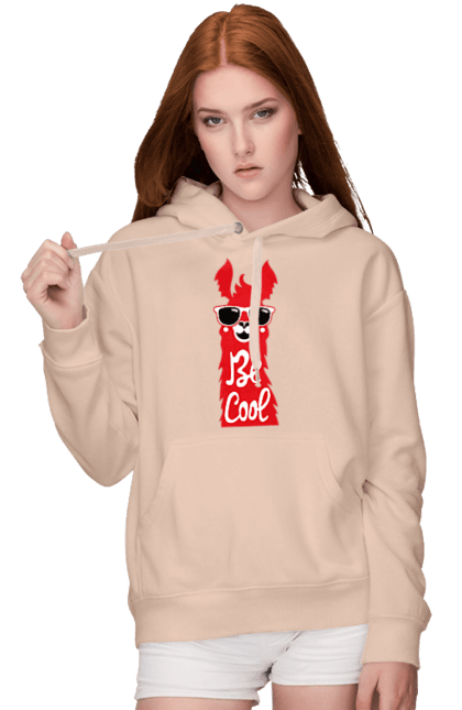 Women`s hoodie with prints Cool llama. Animals, cool, glasses, lama. 2070702