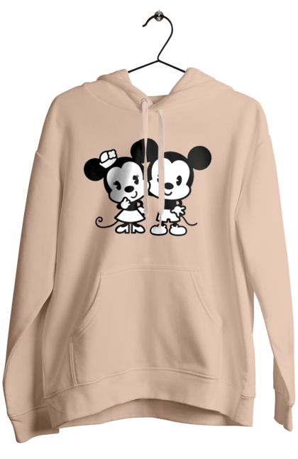 Женское худи с принтом Микки Маус и Минни Маус. Mickey mouse, minnie mouse, дисней, микки, микки маус, минни маус, мультфильм. 2070702