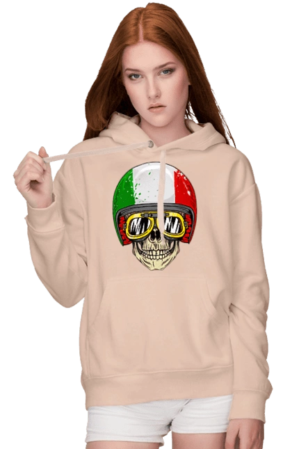 Skull in a motorcycle helmet