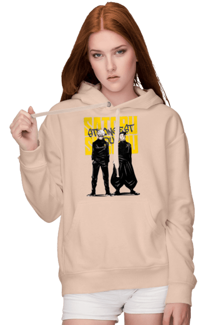 Women's hoodie with prints Jujutsu Kaisen Gojo and Geto. Anime, dark fantasy, geto, gojo, jujutsu kaisen, magic battle, manga, mystic, suguru geto. 2070702