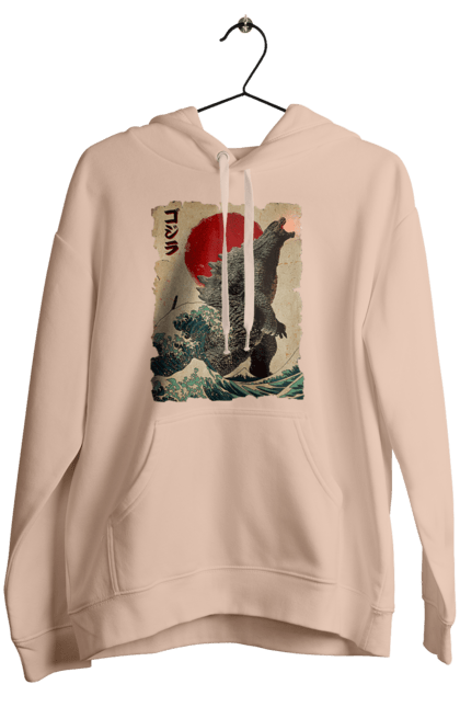 Women's hoodie with prints Godzilla. Dinosaur, godzilla, japan, kaiju, movie, mutant. 2070702