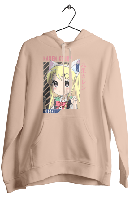 Women's hoodie with prints Kiniro Mosaic Karen Kujo. Anime, gold mosaic, karen, karen kujo, kiniro mosaic, kinmoza, manga. 2070702