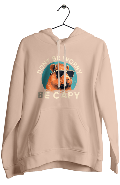 Women's hoodie with prints Capybara. Animal, capybara, glasses, rodent. 2070702