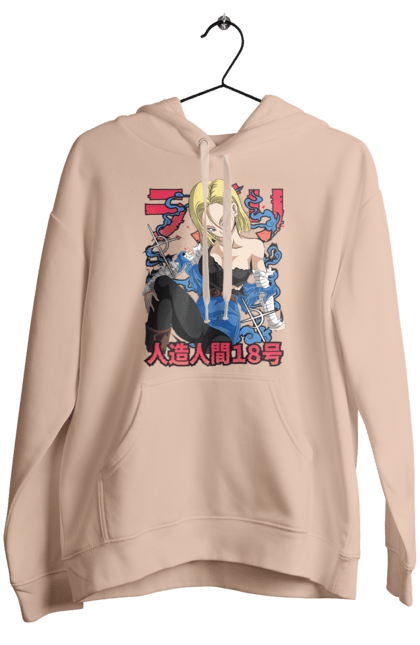 Women's hoodie with prints Android 18. Android 18, anime, cyborg, dragon ball, killer, manga, tv series. 2070702