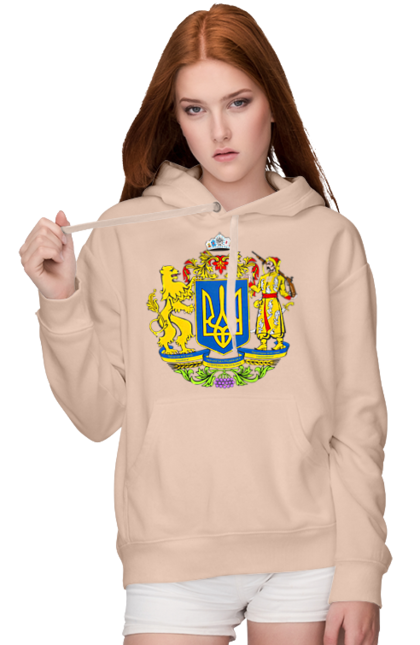Women`s hoodie with prints Emblem of Ukraine. Cossack, emblem, emblem of ukraine, lion, lion and cossack, ukraine. 2070702