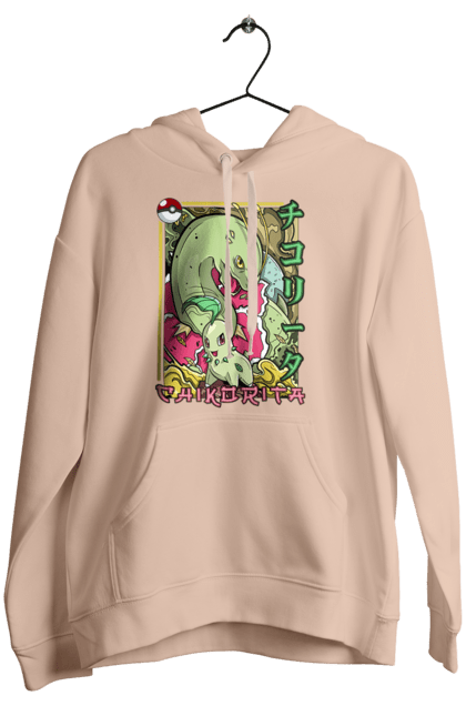 Women's hoodie with prints Pokemon Chikorita. Anime, chikorita, games, nintendo, pokemon, pokemon go. 2070702