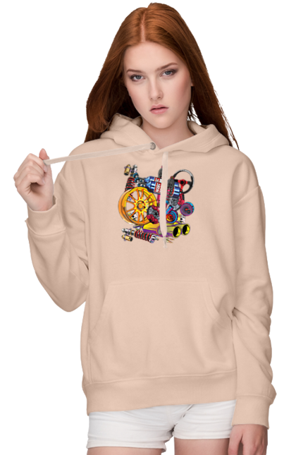 Women`s hoodie with prints Carparts. Auto parts, car, carparts, drive, drug, machine, race. 2070702