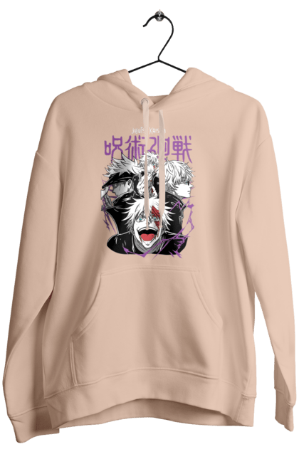 Women's hoodie with prints Jujutsu Kaisen Gojo. Anime, dark fantasy, gojo, jujutsu kaisen, magic battle, manga, mystic. 2070702