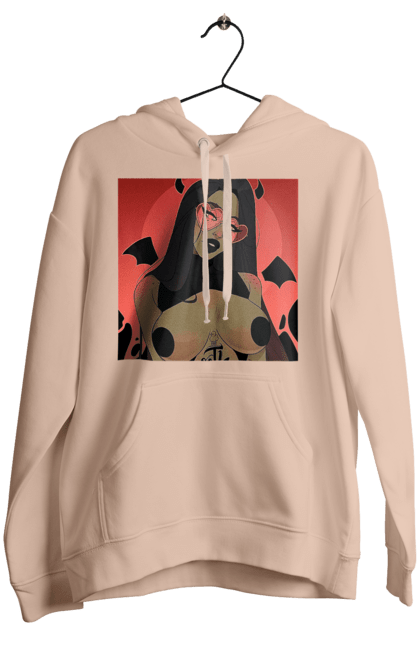 Женское худи с принтом Дьявол С Сиськами. 18, голая, дьявол, сиськи. 2070702