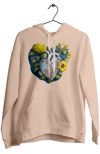 Жіноче худі з принтом "Серце квіти". Люблю україну, перемога україни, серце, символи україни, соняшник, традиції україни, україна. 2070702