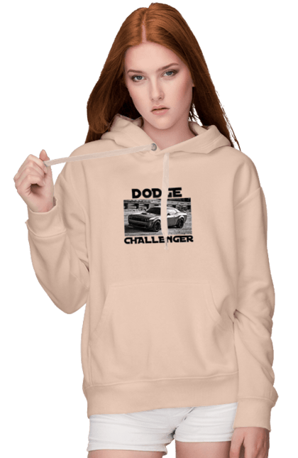 Women`s hoodie with prints Dodge challenger. An american legend, auto, car, classic car, cult car, dodge challenger, powerful car, zhmasl kar. 2070702