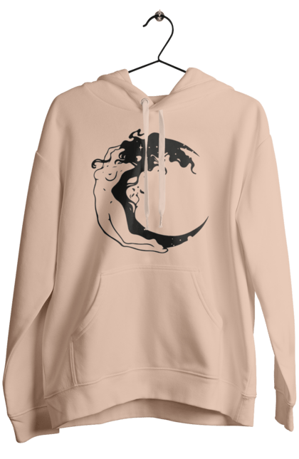 Women`s hoodie with prints Moon girl. Cosmic, girl, moon, space, stars. 2070702