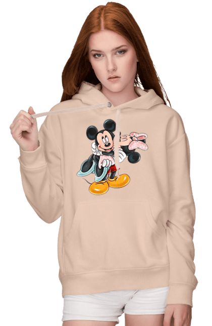 Жіноче худі з принтом "Міккі Маус та Мінні Маус". Mickey mouse, minnie mouse, дісней, міккі, міккі маус, мінні маус, мультфільм. 2070702