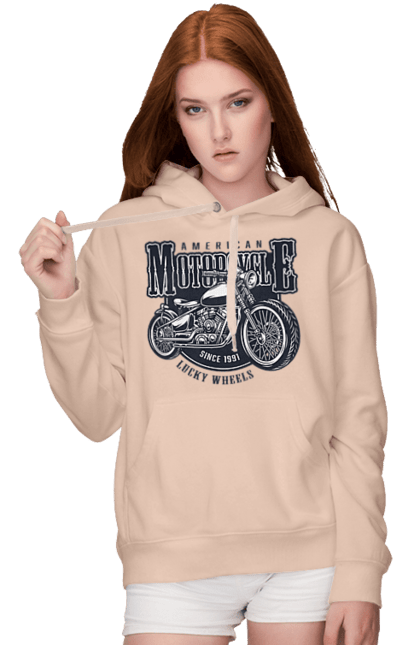 Women`s hoodie with prints Cool vintage motorcycle. America, good, male, motorcycle, motorcycles, retro, stylish, stylishly, vintage, vintage. 2070702