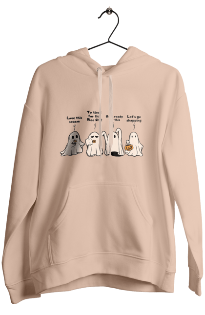 Women's hoodie with prints Halloween Ghost. Costume, ghost, halloween, holiday, october, october 31, scary, sweets, trick or treat. 2070702