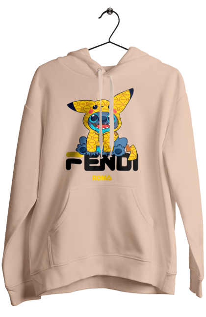 Женское худи с принтом Fendi Стич. Fendi, stich, бренд, дом моды, италия, люкс, мода, стич, сумка, фенди. 2070702