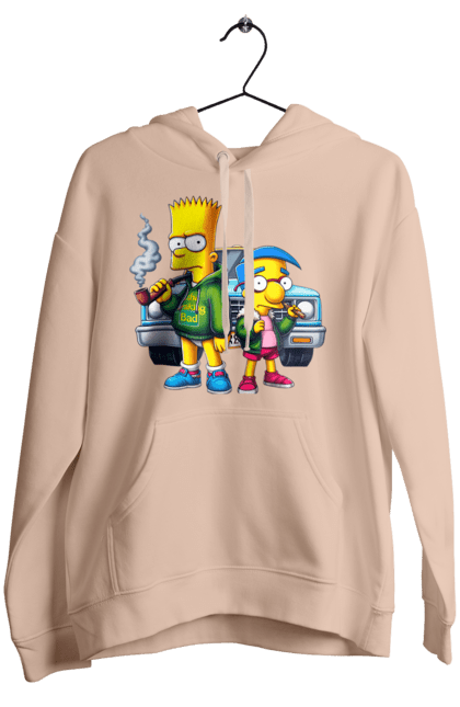 Women's hoodie with prints Bart Breaking Bad. Bart, breaking bad, cartoon, character, laboratory, milhouse, serial, simpson, simpsons. 2070702