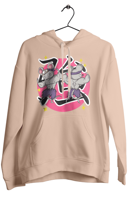 Women's hoodie with prints Demon Slayer Uzui Tengen's mice. Anime, demon slayer, kimetsu no yaiba, manga, mice, serial, tengen, tengen uzui, uzui. 2070702