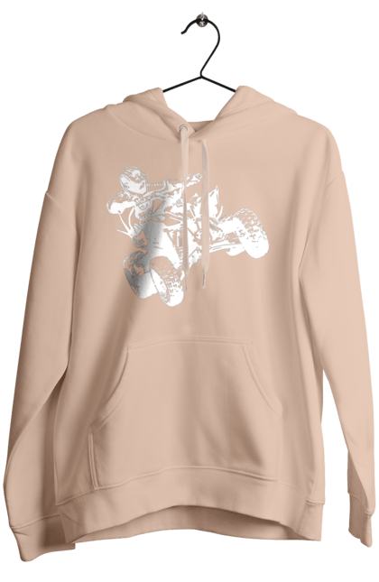 Women`s hoodie with prints Man On Atv White. Atv, extreme, race. 2070702