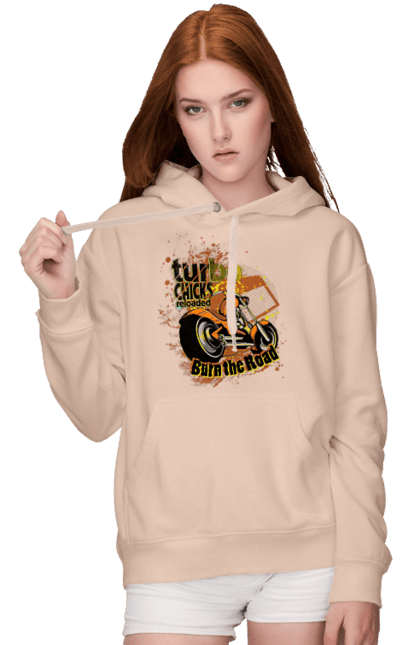 Women`s hoodie with prints Turbo Moped. Moped, riding, speed. 2070702