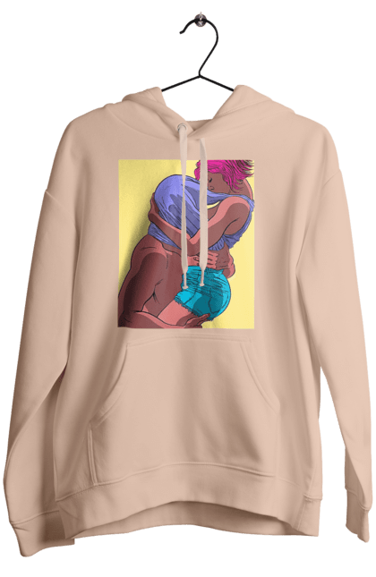 Women`s hoodie with prints Man Under The T-Shirt In Girls. Boobs, passion. 2070702