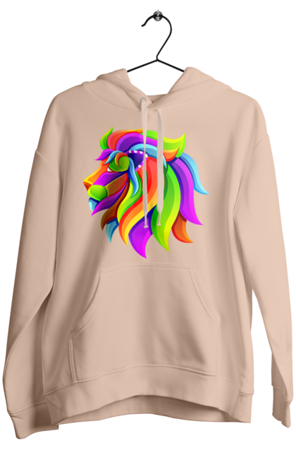 Women's hoodie with prints Lion. Animal, art, bright, king of beasts, lion, lion, mane, picture. 2070702