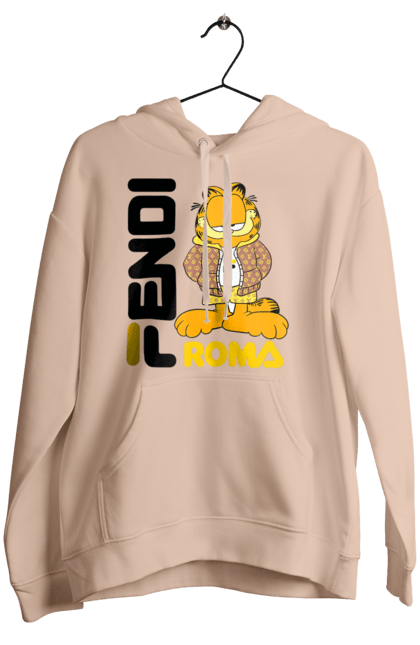 Женское худи с принтом Fendi Гарфилд. Fendi, garfield, бренд, гарфилд, дом моды, италия, люкс, мода, сумка, фенди. 2070702