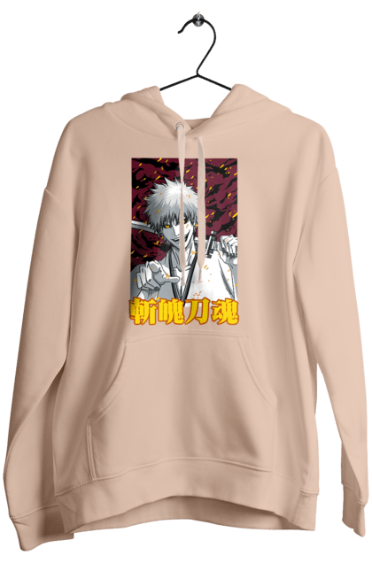 Women's hoodie with prints Bleach Ichigo Kurosaki. Anime, bleach, ichigo, ichigo kurosaki, manga. 2070702