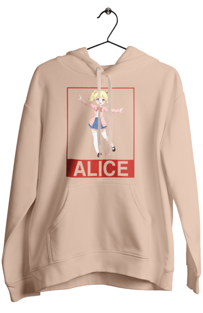 Женское худи с принтом Золотая мозаика Алиса Картелет. Alice cartelet, anime, kiniro mosaic, kinmoza, manga, алиса, алиса картелет, аниме, золотая мозаика, манга. 2070702