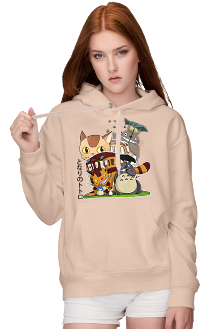 Women's hoodie with prints Totoro. Adventures, anime, comedy drama, fantasy, film, my neighbor totoro, tv series. 2070702