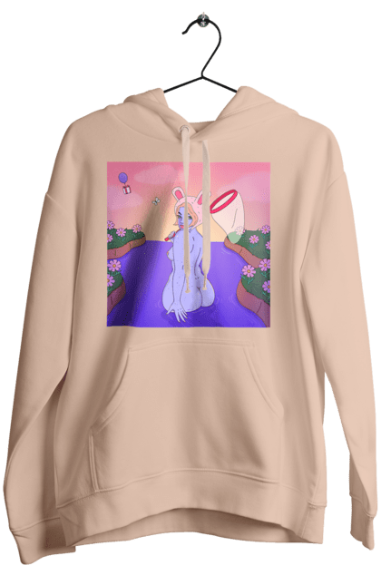 Women`s hoodie with prints Purple Girl On The Hunt. Girl, naked, net. 2070702