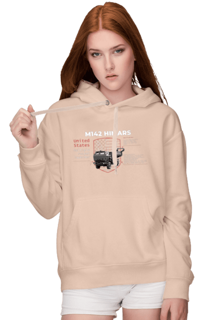 Women`s hoodie with prints M142 HIMARS. Himars, industrious, m142 himars, weapon. 2070702