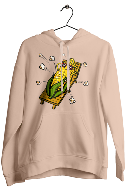 Women`s hoodie with prints Corn Suns On A Lounger. Corn, lounger, popcorn. 2070702