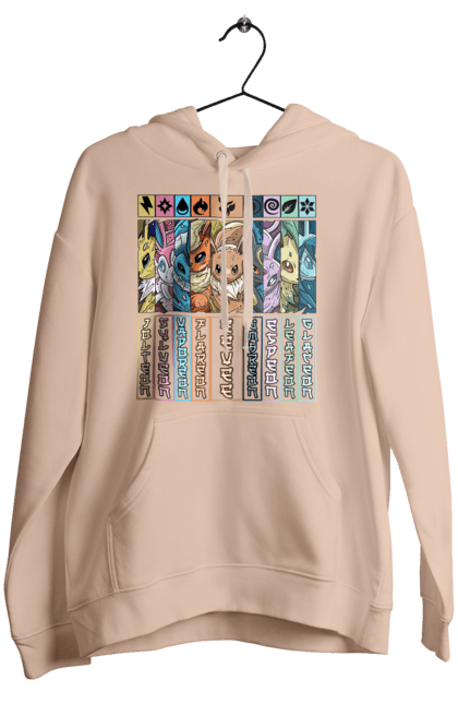 Women's hoodie with prints Pokemon Eeveelutions. Eevee, eeveelutions, nintendo, pokemon, pokemon go, umbreon. 2070702