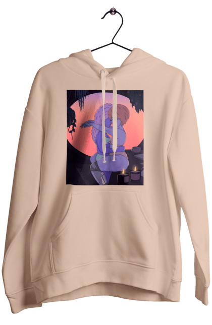 Women`s hoodie with prints Purple Girls Hugging. Hug, sunset. 2070702