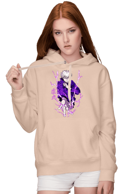 Women's hoodie with prints Jujutsu Kaisen Gojo. Anime, dark fantasy, gojo, jujutsu kaisen, magic battle, manga, mystic. 2070702