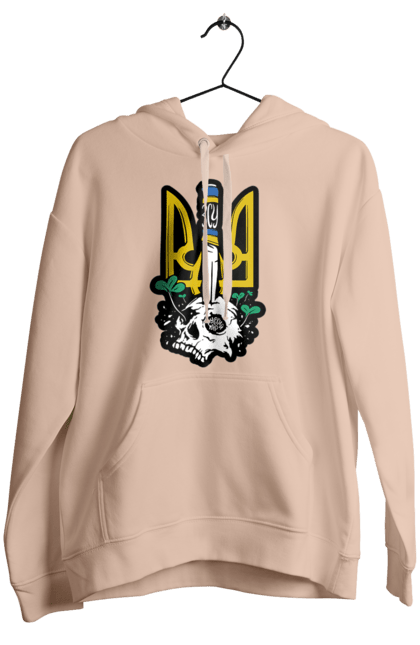 Women`s hoodie with prints Arms of the Armed Forces of Ukraine. Coat of arms, flag, kill the russian, kill ze rush, patriotic, scull, vsu. 2070702