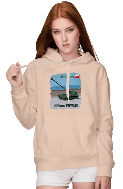 Women`s hoodie with prints 155mm Power! AHS Krab olive. Ahs krab, artillery, crab, howitzer, poland, self propelled. 2070702