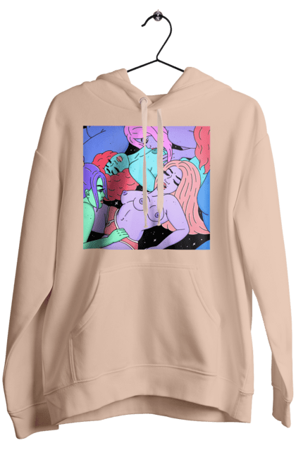 Women`s hoodie with prints Alien Girls. Aliens, girls, multicolored, space. 2070702