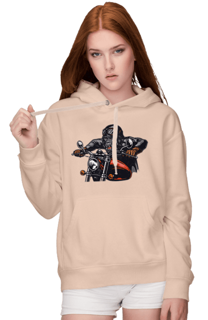 Women`s hoodie with prints Gorilla On A Moped. Gorilla, moped, speed. 2070702