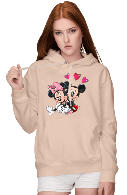 Жіноче худі з принтом "Міккі Маус та Мінні Маус". Mickey mouse, minnie mouse, дісней, міккі, міккі маус, мінні маус, мультфільм. 2070702