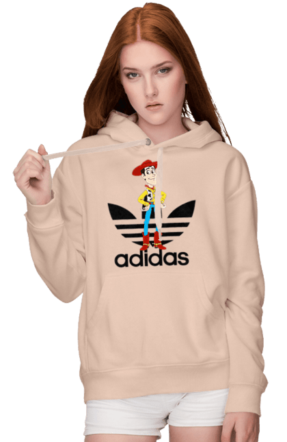 Жіноче худі з принтом "Adidas Вуді". Adidas, toy story, woody, адідас, вуді, історія іграшок, мультфільм. 2070702