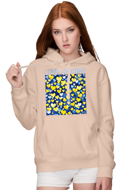 Women`s hoodie with prints I love Ukraine. Heart, i love ukraine, love, symbols of ukraine, ukraine, ukrainian symbols. 2070702