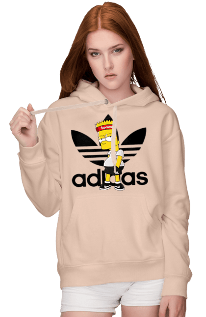 Женское худи с принтом Adidas Барт. Adidas, bart, адидас, барт, симпсон. 2070702