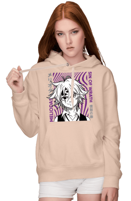 Women's hoodie with prints Seven Deadly Sins Meliodas. Anime, dragon sin, manga, meliodas, seven deadly sins. 2070702