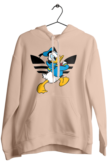 Женское худи с принтом Adidas Дональд Дак. Adidas, daisy duck, donald duck, адидас, дейзи дак, дональд дак, мультсериал, мультфильм. 2070702