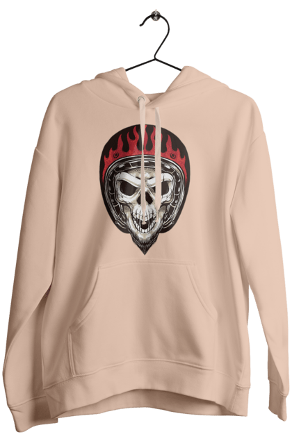 Women`s hoodie with prints Skull in a motorcycle helmet. Helmet, moto, skeleton, skull. 2070702